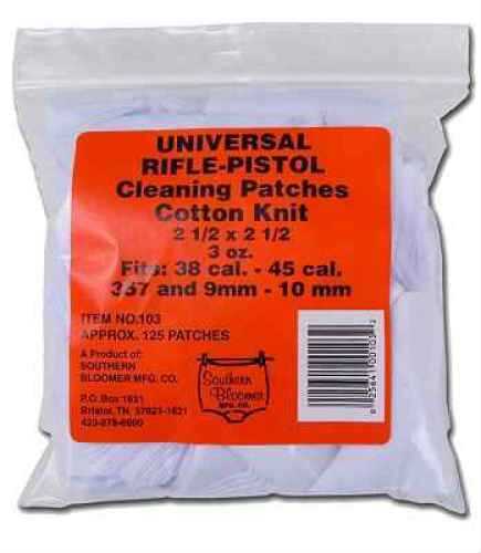 Southern Bloomer Cotton Patch 2.5"X2.5" For Universal Gun Cleaning 125 Per Bag #103